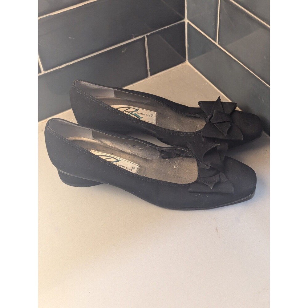 Vintage ROS HOMMERSON BLACK FEIL Pumps MULES LOAFERS CHUNKY Heels SHOES SZ 7